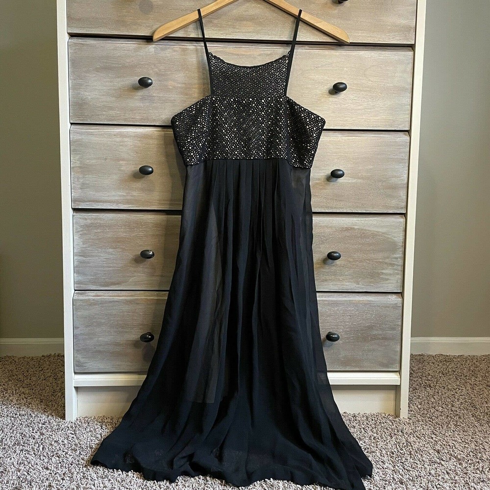 Club Monaco Black Clamanta Silk Midi High Neck Dress - Picture 3 of 7
